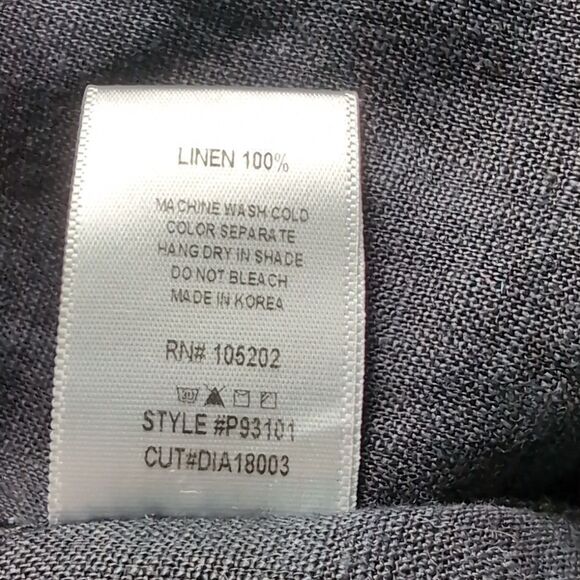 Chalet Et Ceci Black 💯 Linen Top W Pocket Large - Picture 4 of 9